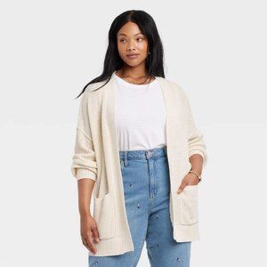 Universal Thread Plus-Size Open-front Cardigan, Cream